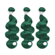 Green Body Wave Remy Human Hair Bundles Sew In Weave Extensions AHHB-257