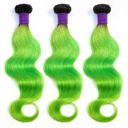 T1B/Apple Green Body Wave Remy Human Hair Bundles Sew In Weave Extensions AHHB-249