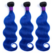 T1B/Blue Body Wave Remy Human Hair Bundles Sew In Weave Extensions AHHB-245