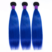 T1B/Blue Straight Remy Human Hair Bundles Sew In Weave Extensions AHHB-244