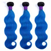 T1B/Light Blue Body Wave Remy Human Hair Bundles Sew In Weave Extensions AHHB-253