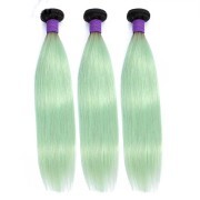 T1B/Mint Green Straight Remy Human Hair Bundles Sew In Weave Extensions AHHB-242