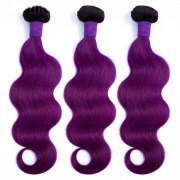 T1B/Rose Purple Body Wave Remy Human Hair Bundles Sew In Weave Extensions AHHB-251