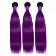 T1B/Rose Purple Straight Remy Human Hair Bundles Sew In Weave Extensions AHHB-250