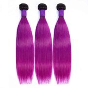 T1B/Violet Purple Straight Remy Human Hair Bundles Sew In Weave Extensions AHHB-243