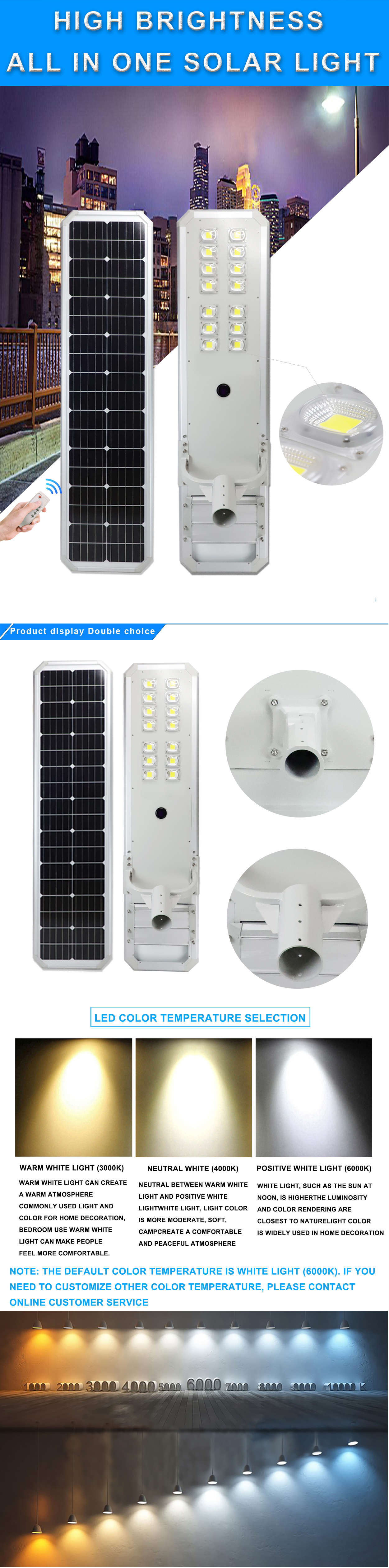 All in one outdoor lamp motion sensor solar energy power 50w 60w 80w 90w 100w integrated led solar street light