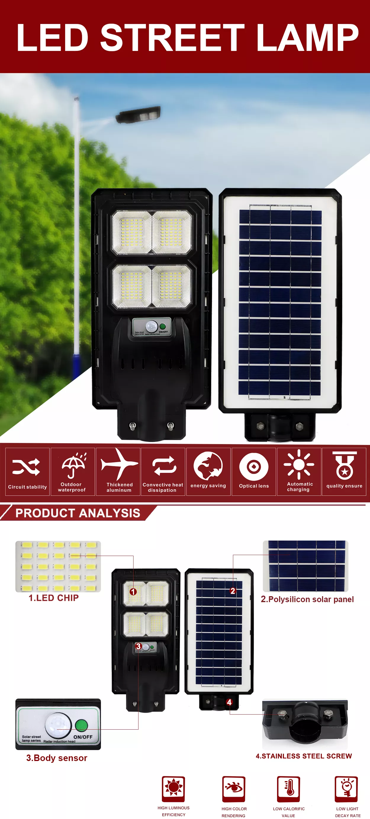 Outdoor garden lighting manufacture price list ABS shell solar panel battery 30w 60w 90w 120w led solar street lights