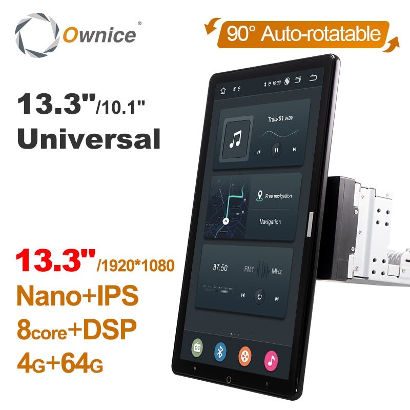 Omnitek Auto Universal Double &Single Din Adjustable IPS Touch Screen 10  Inch Radio Car Video Stereo