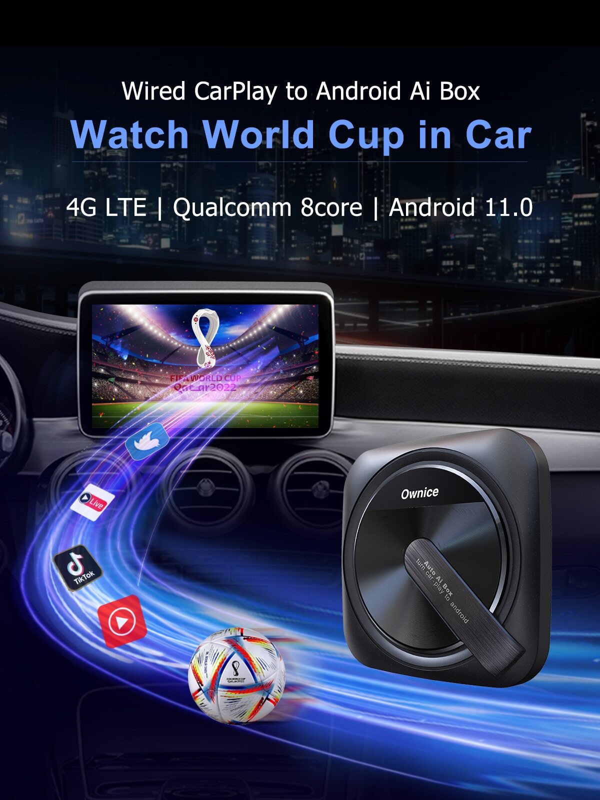 Ownice A0 A1 A3 A4 A5 Wireless Apple CarPlay Ai Box Android 11 