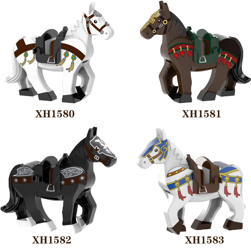 1580 1581 1582 1583 New Horse Chinese History Three Kingdoms anime figure mini character model building blocks children assembled educational toys 