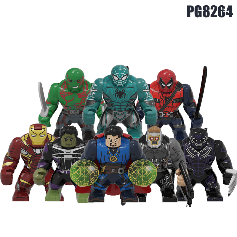PG886 PG887 PG888 PG889 PG890 PG891 PG892 PG893 Bricks Toys Big Models Super Heroes Dr. Strange Spiderman Hulk Star-Lord Drax Iron Man Series Model Figures Gift For kids PG8264