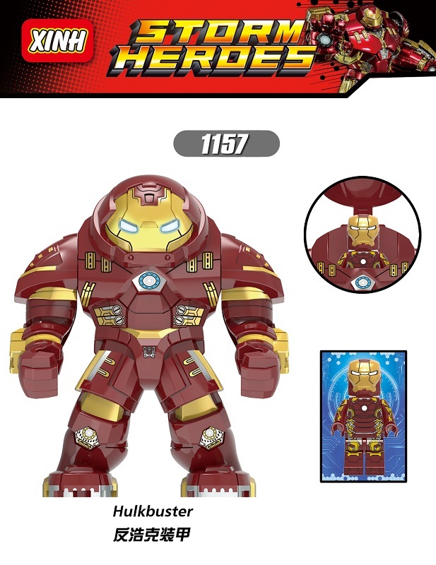 XH 1157  1158 1159 1160 Building Blocks Big Figures With Mini Iron Man Bricks Super Heroes Hulkbuster War Machine Gift Toys For Children 