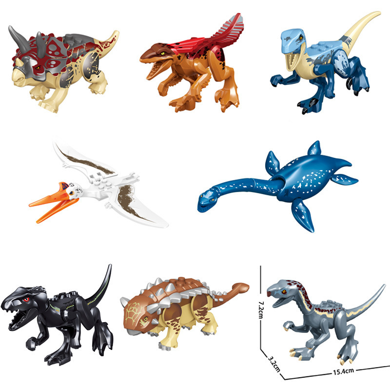 77122 LZ701 LZ602 KF836 KF837 KF838 77119 Dinosaur Bricks Building Blocks Silver and Brown Ankylosaurus Action Figures Educational Toys For Children's Gifts