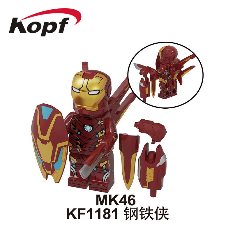 KF439A KF621 KF1123 KF1125 KF1127 KF710 KF1181 MK46 Super Heroes Building Blocks Bricks INFINITY WAR Thanos Avengers4 Mk85 Spider-Man Thor Ant-Man Captain Kids Gift Toys KF6087