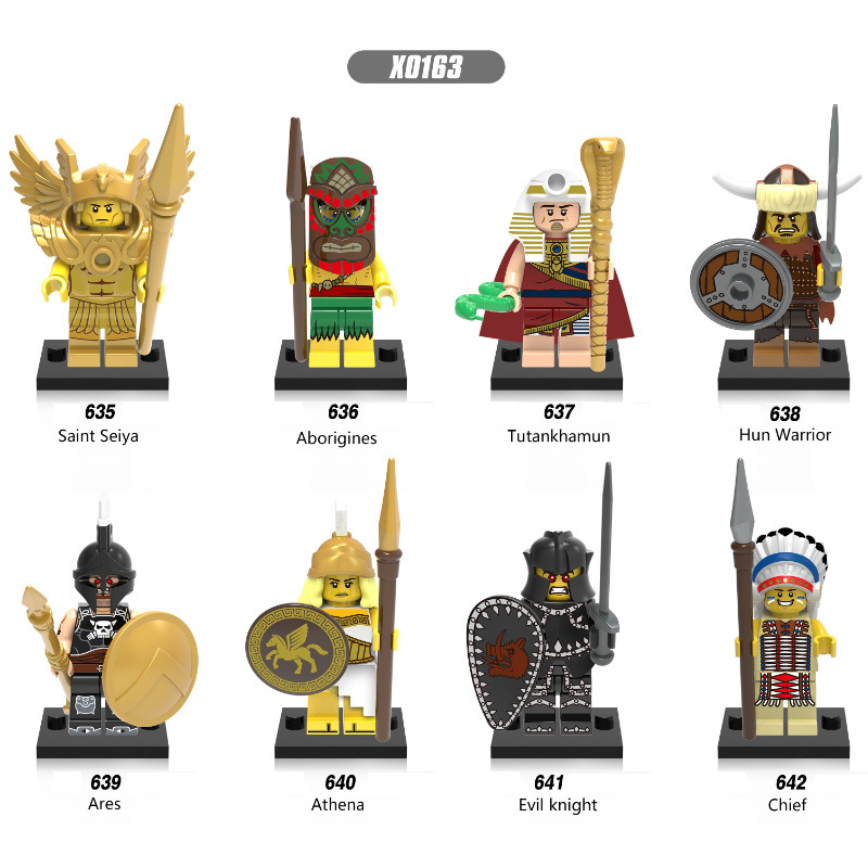 X0163 635 636 637 638 639 640 641 642 Medieval Egyptian Saint Seiya Ares Athena Aborigines Tutankhamun Chief Evil Knight Mini Building Blocks Bricks Action Figures Educational Toys For Kids Gifts