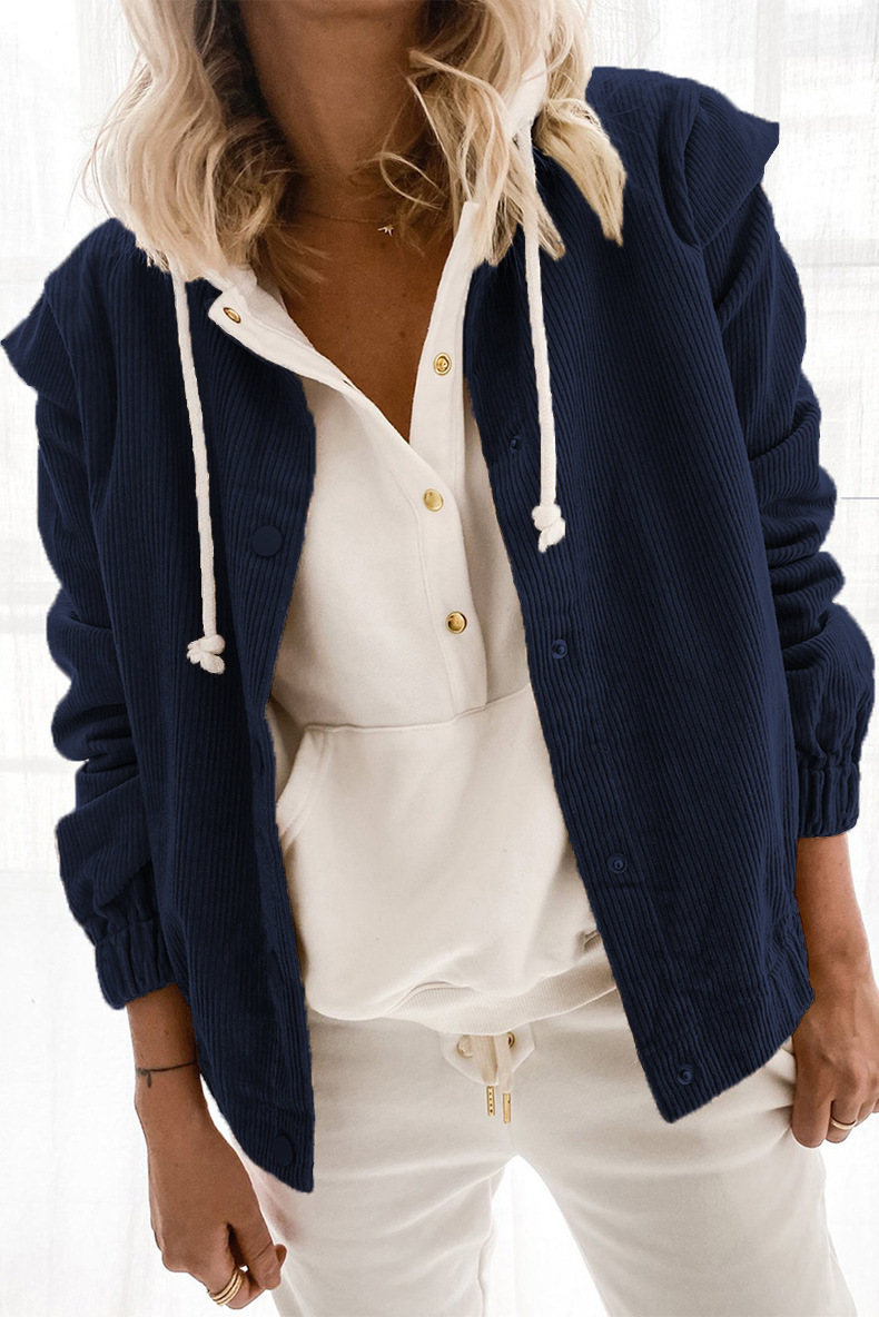 2021 Simple Solid Color Cardigan Casual Loose Long Sleeve Lapel Coat C03668