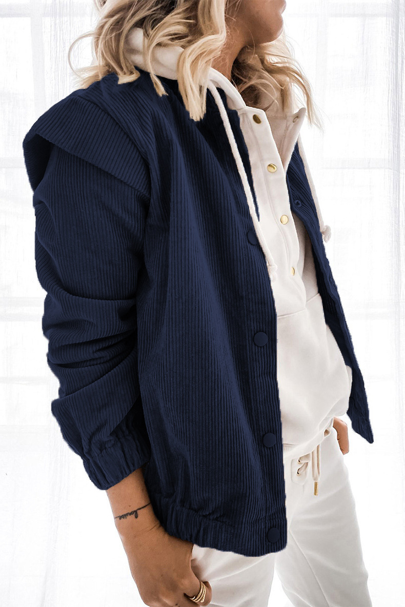 2021 Simple Solid Color Cardigan Casual Loose Long Sleeve Lapel Coat C03668