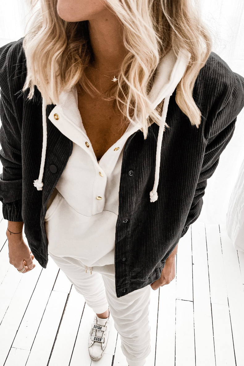 2021 Simple Solid Color Cardigan Casual Loose Long Sleeve Lapel Coat C03668