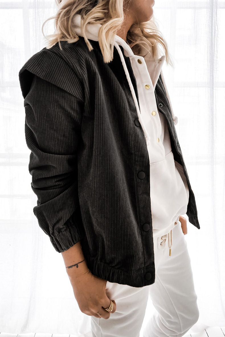 2021 Simple Solid Color Cardigan Casual Loose Long Sleeve Lapel Coat C03668