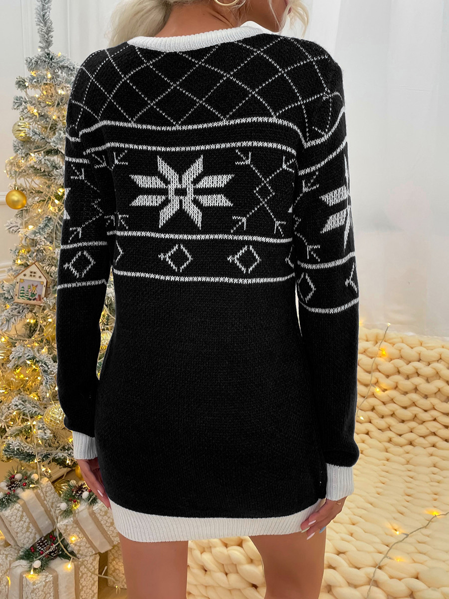 2021 Christmas Pocket Sweater Dress F01F589
