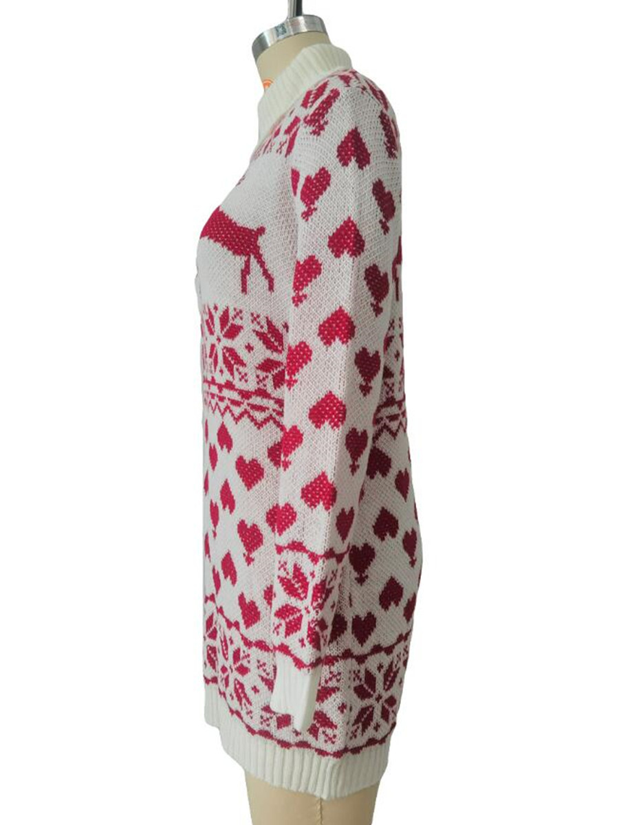 Autumn and Winter High Collar Deer Love Wool Dress Women's Sweater F01F591