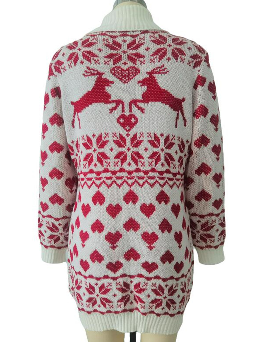 Autumn and Winter High Collar Deer Love Wool Dress Women's Sweater F01F591