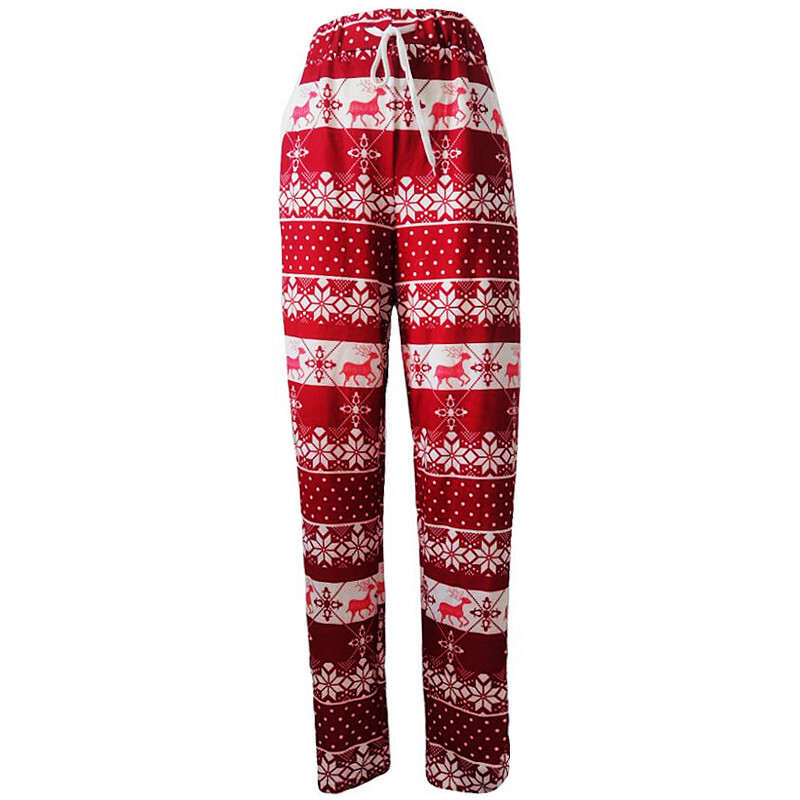 Autumn and Winter New Christmas Deer Printed Elastic Waist Casual Pants Women's Wear D01506