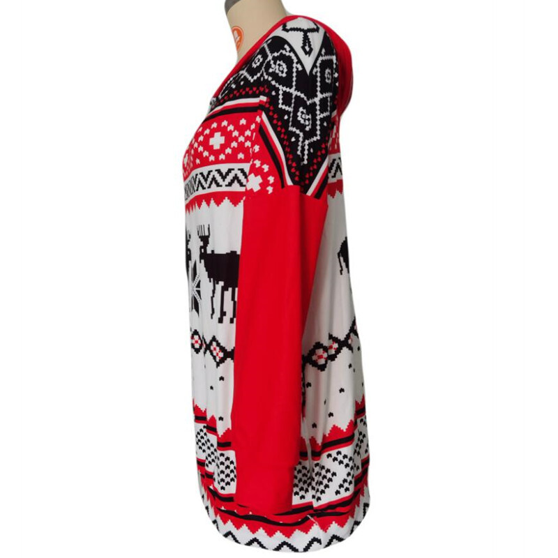 2021 Christmas Deer Print Long Sleeve Hoodie Sweater C03674