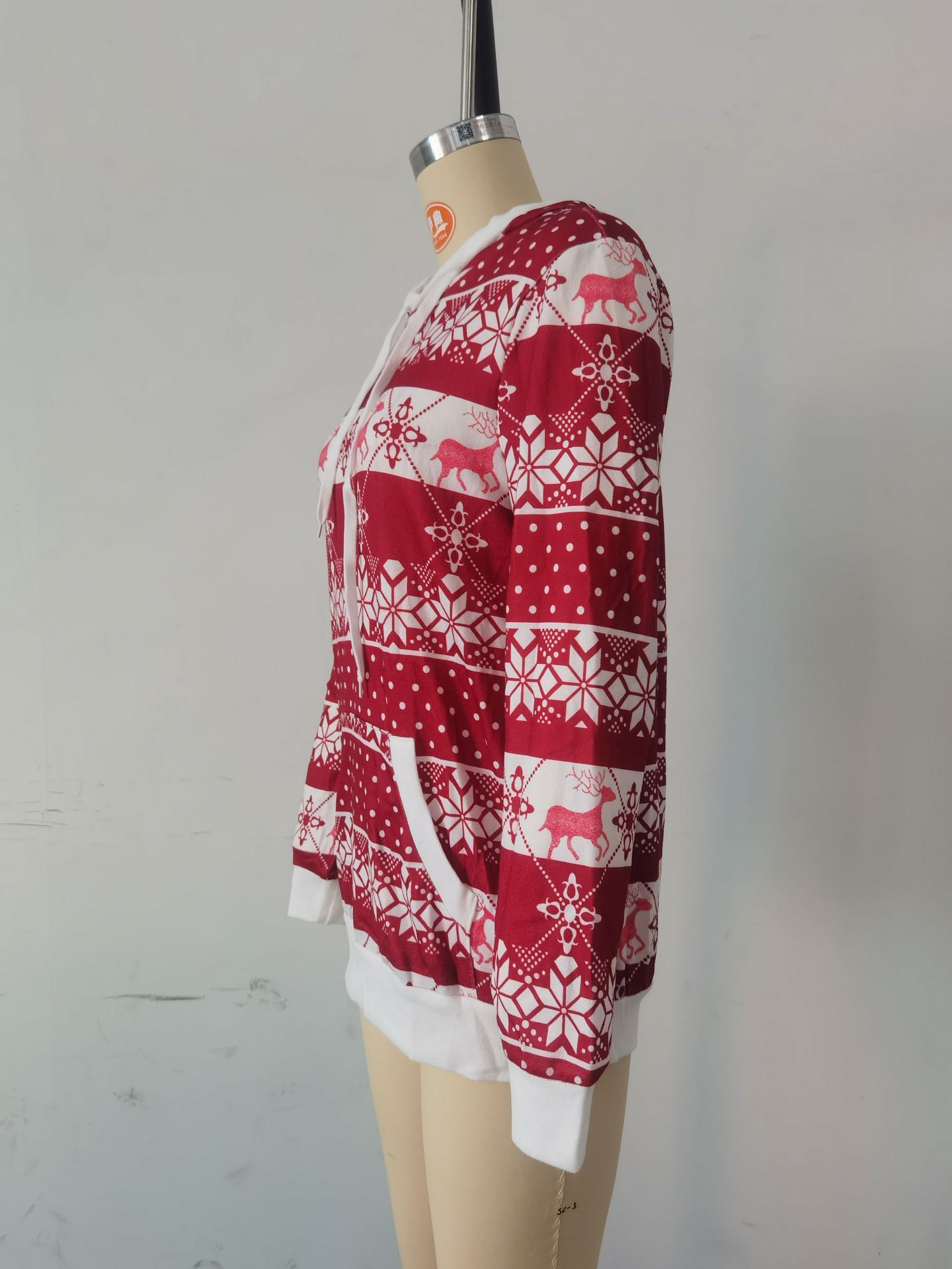 Autumn Winter Christmas Hooded Long Sleeved Sweater Women's Wear C03675