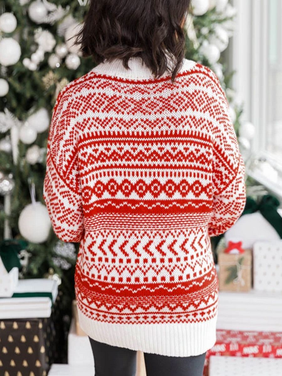 2021 Christmas Casual Loose Round Neck Wool Sweater Dress C03676