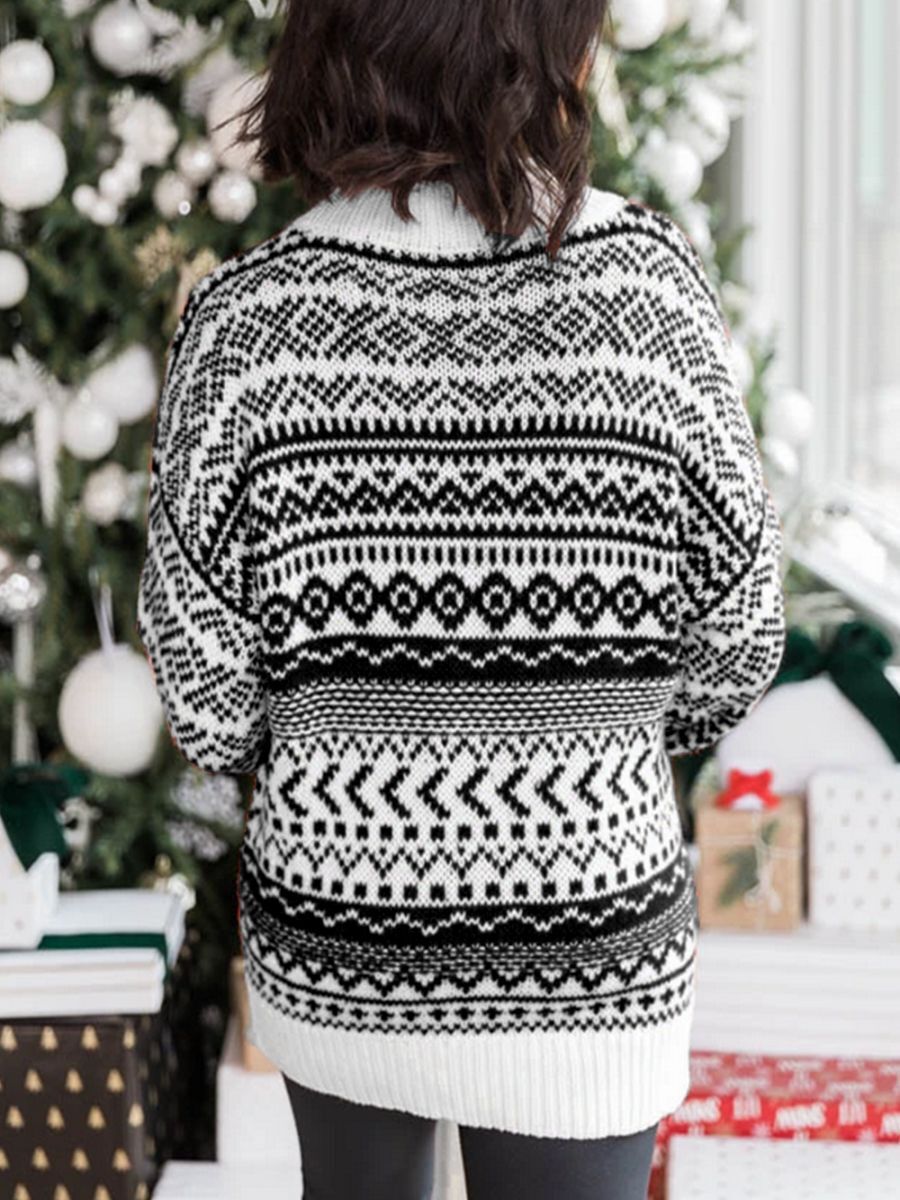 2021 Christmas Casual Loose Round Neck Wool Sweater Dress C03676