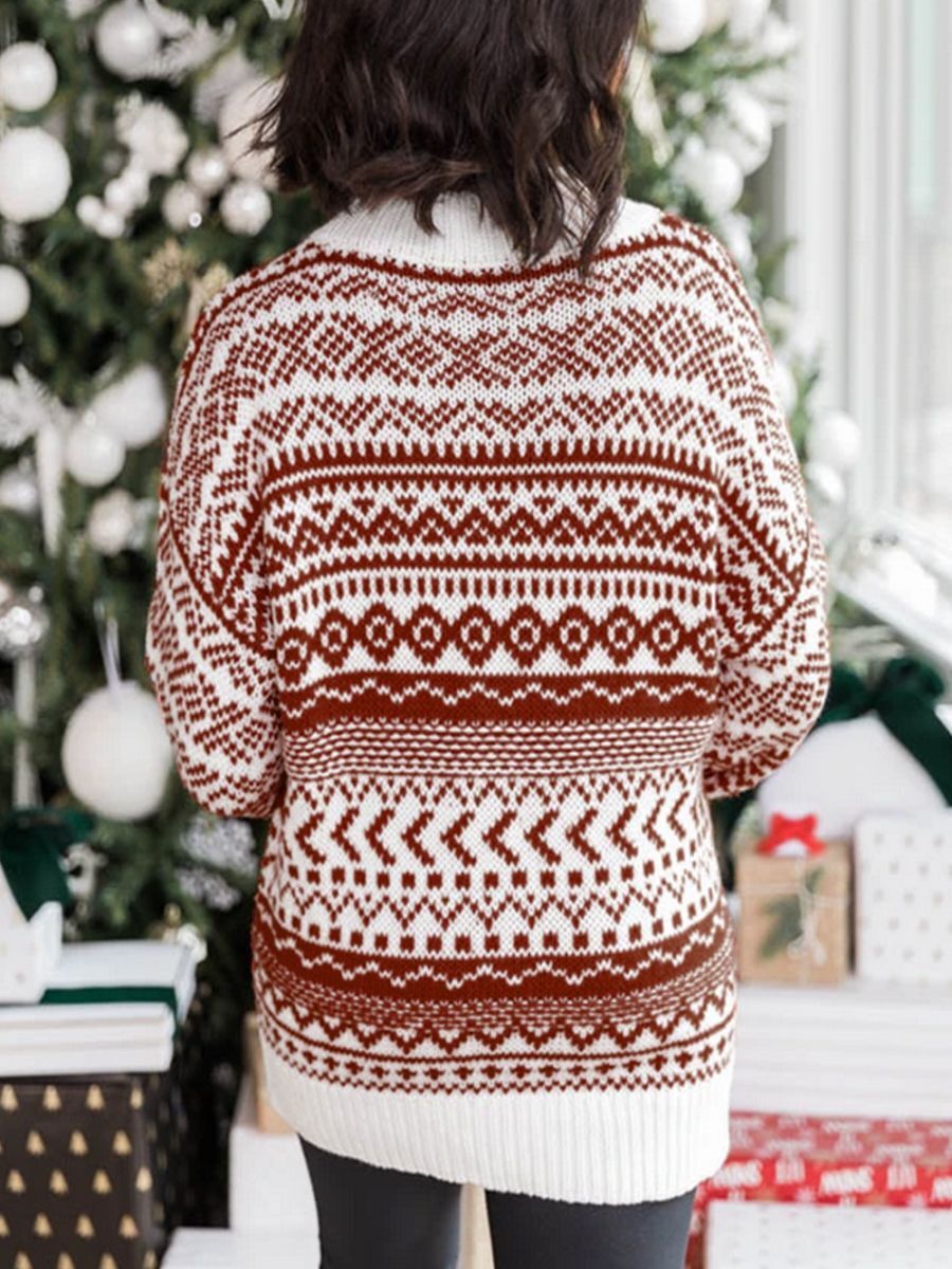 2021 Christmas Casual Loose Round Neck Wool Sweater Dress C03676