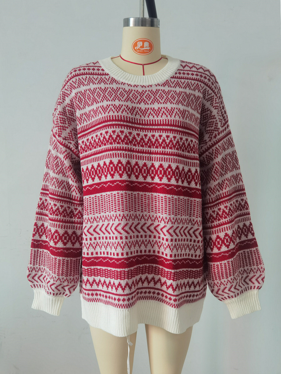 2021 Christmas Casual Loose Round Neck Wool Sweater Dress F01F592