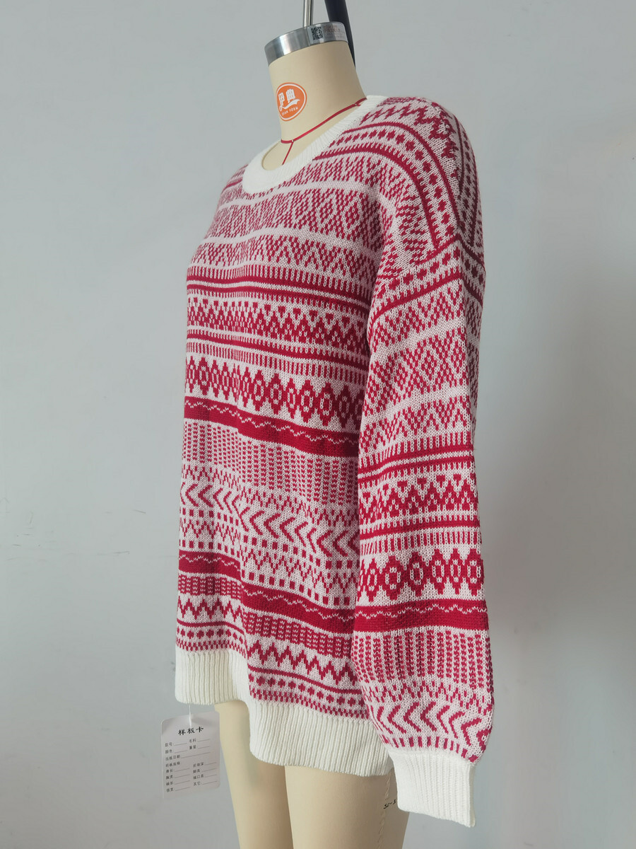2021 Christmas Casual Loose Round Neck Wool Sweater Dress F01F592