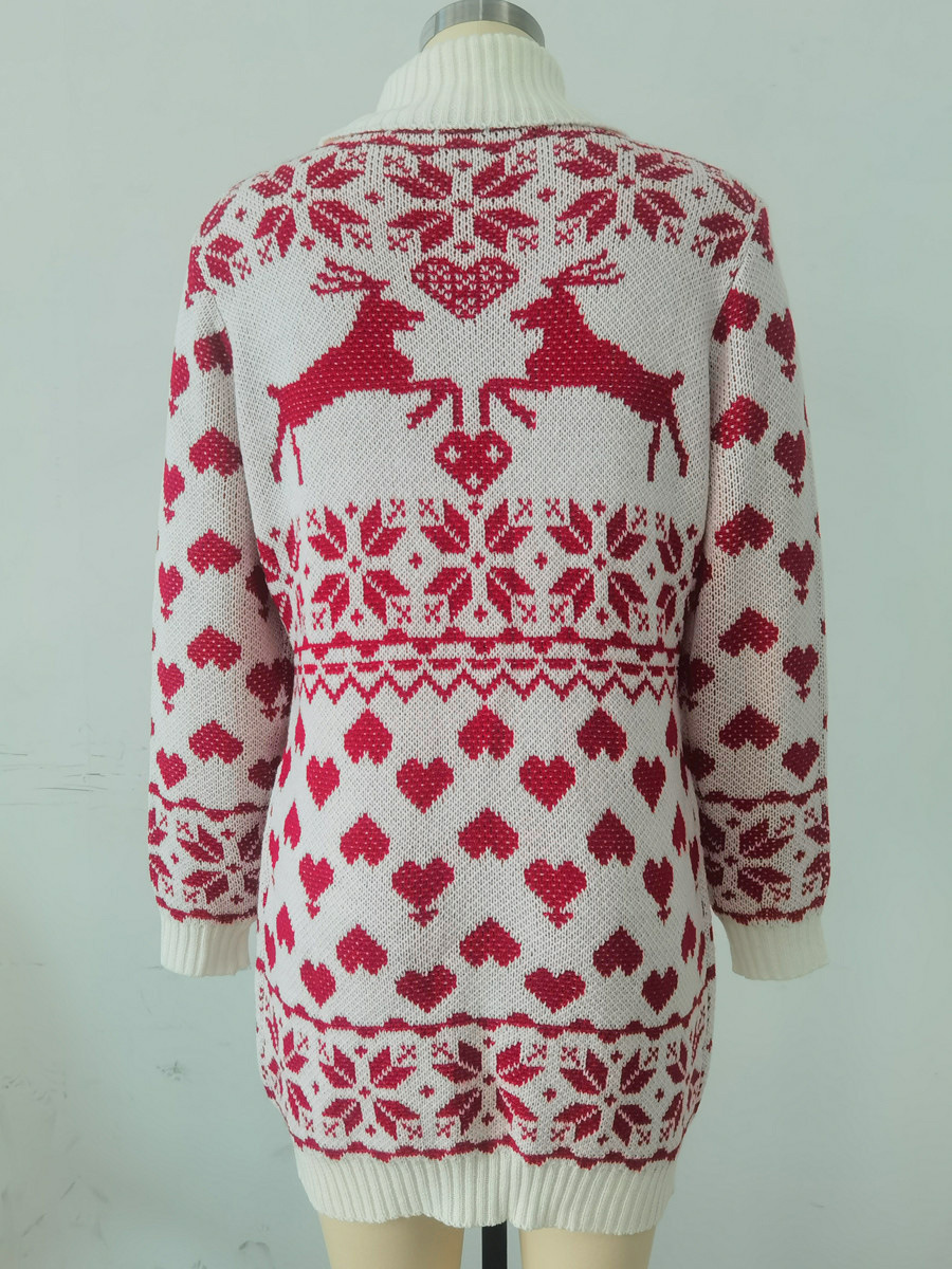 High Collar Deer Love Wool Sweater Dress Women's Wear F01F593