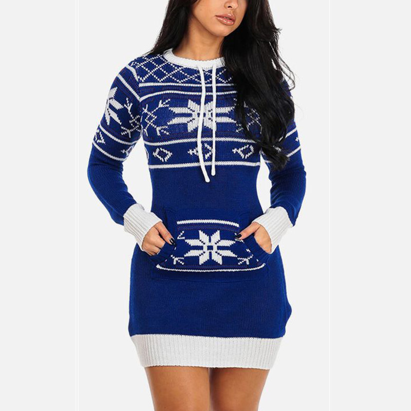 2021 Christmas Pocket Sweater Dress F01F594