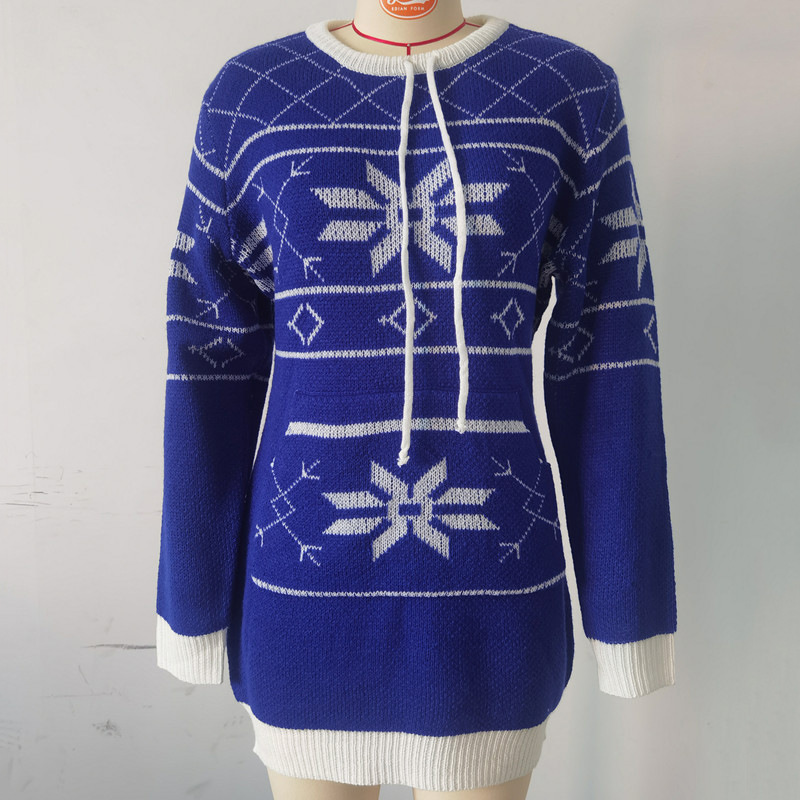 2021 Christmas Pocket Sweater Dress F01F594