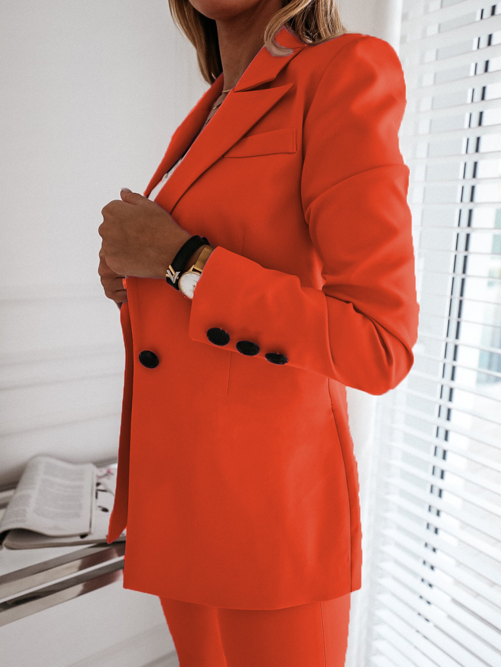 New Autumn and Winter Long Sleeve Solid Color Suit Collar Button Suit Small Coat Cardigan C03602