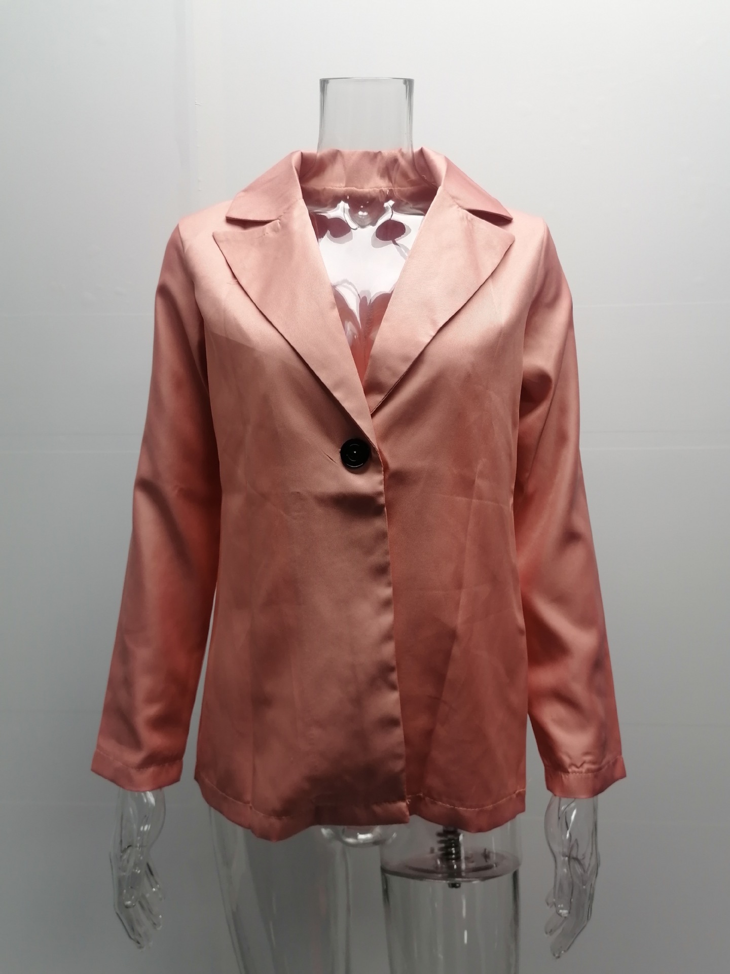New Autumn and Winter Long Sleeve Solid Color Suit Collar Button Suit Small Coat Cardigan C03602
