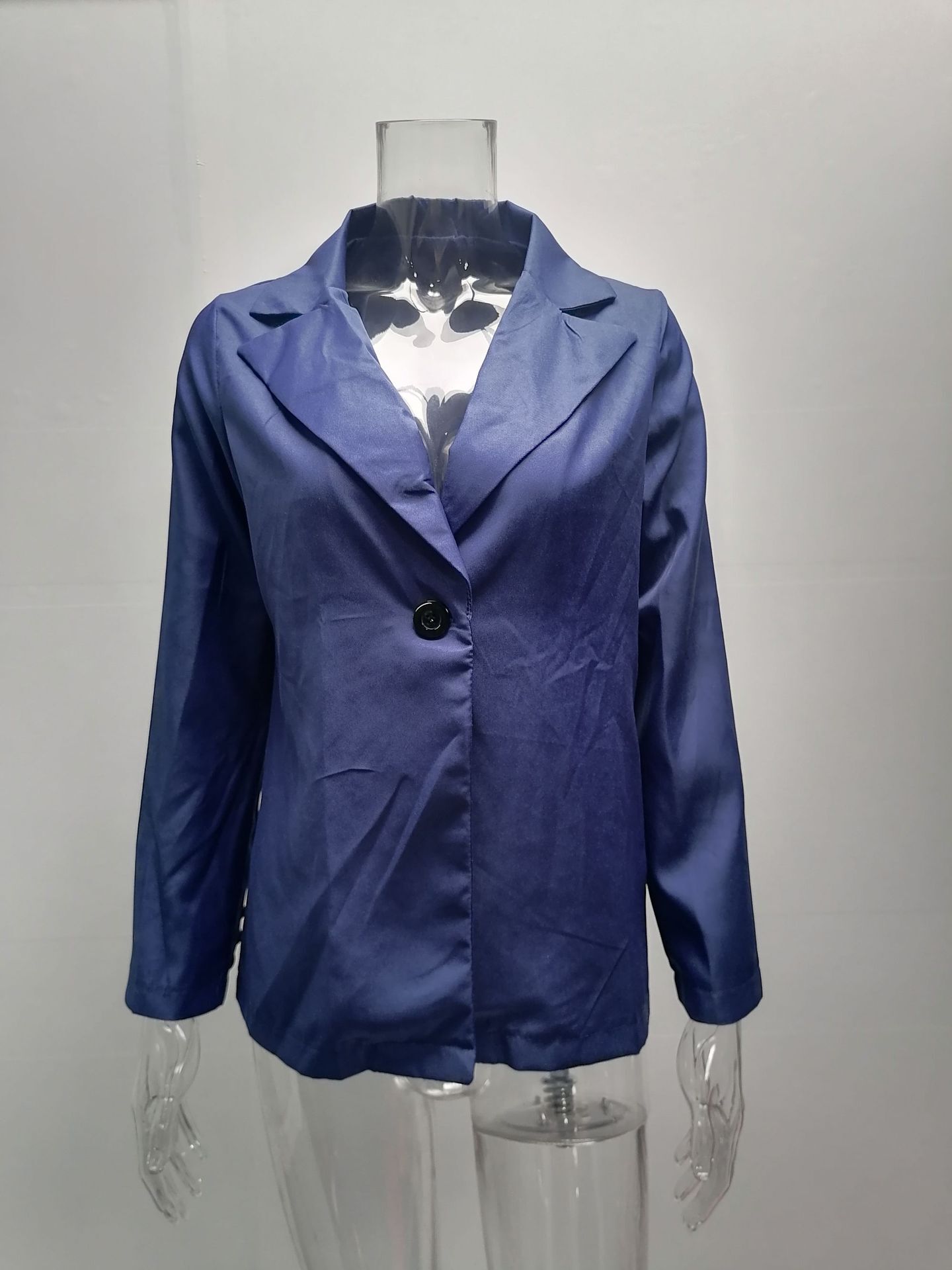 New Autumn and Winter Long Sleeve Solid Color Suit Collar Button Suit Small Coat Cardigan C03602
