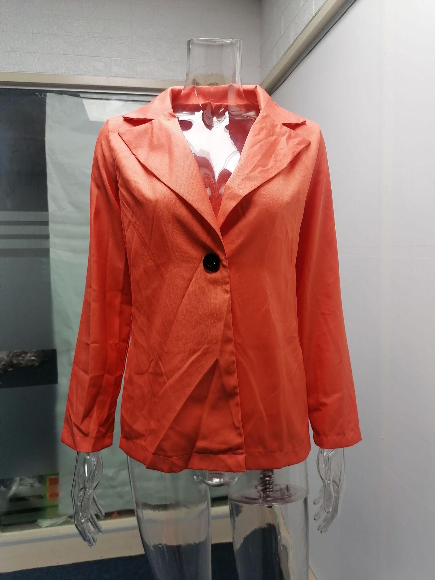 New Autumn and Winter Long Sleeve Solid Color Suit Collar Button Suit Small Coat Cardigan C03602