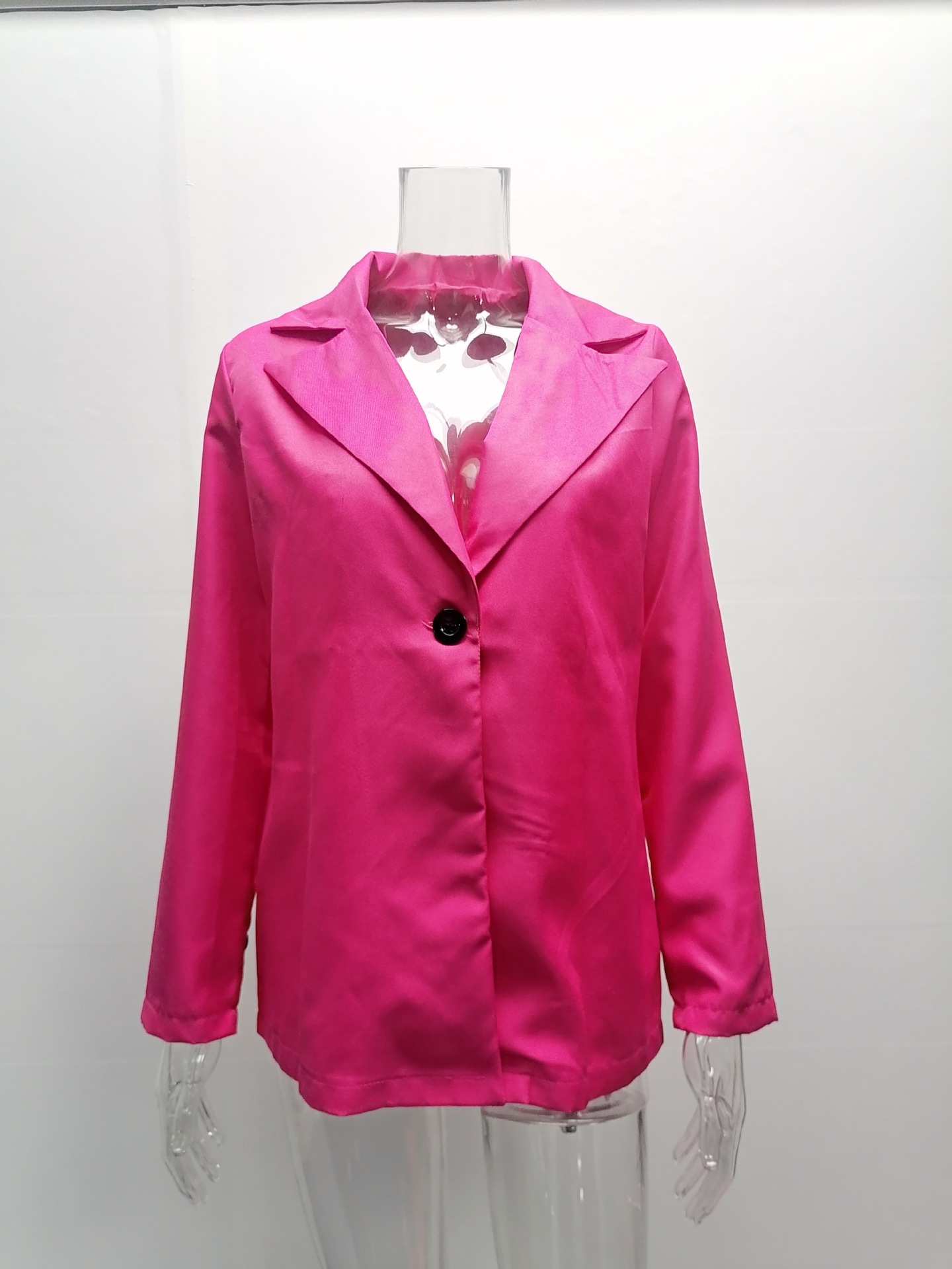 New Autumn and Winter Long Sleeve Solid Color Suit Collar Button Suit Small Coat Cardigan C03602