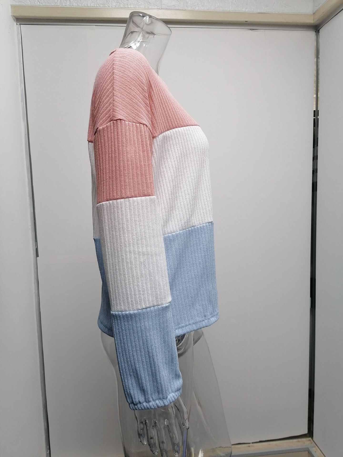 2021 Contrast T-shirt Lantern Sleeve Sweater C03579