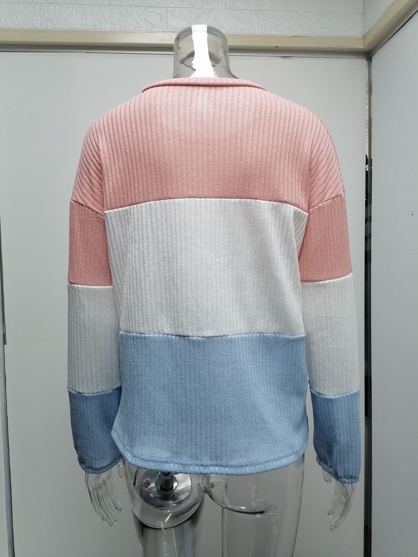 2021 Contrast T-shirt Lantern Sleeve Sweater C03579