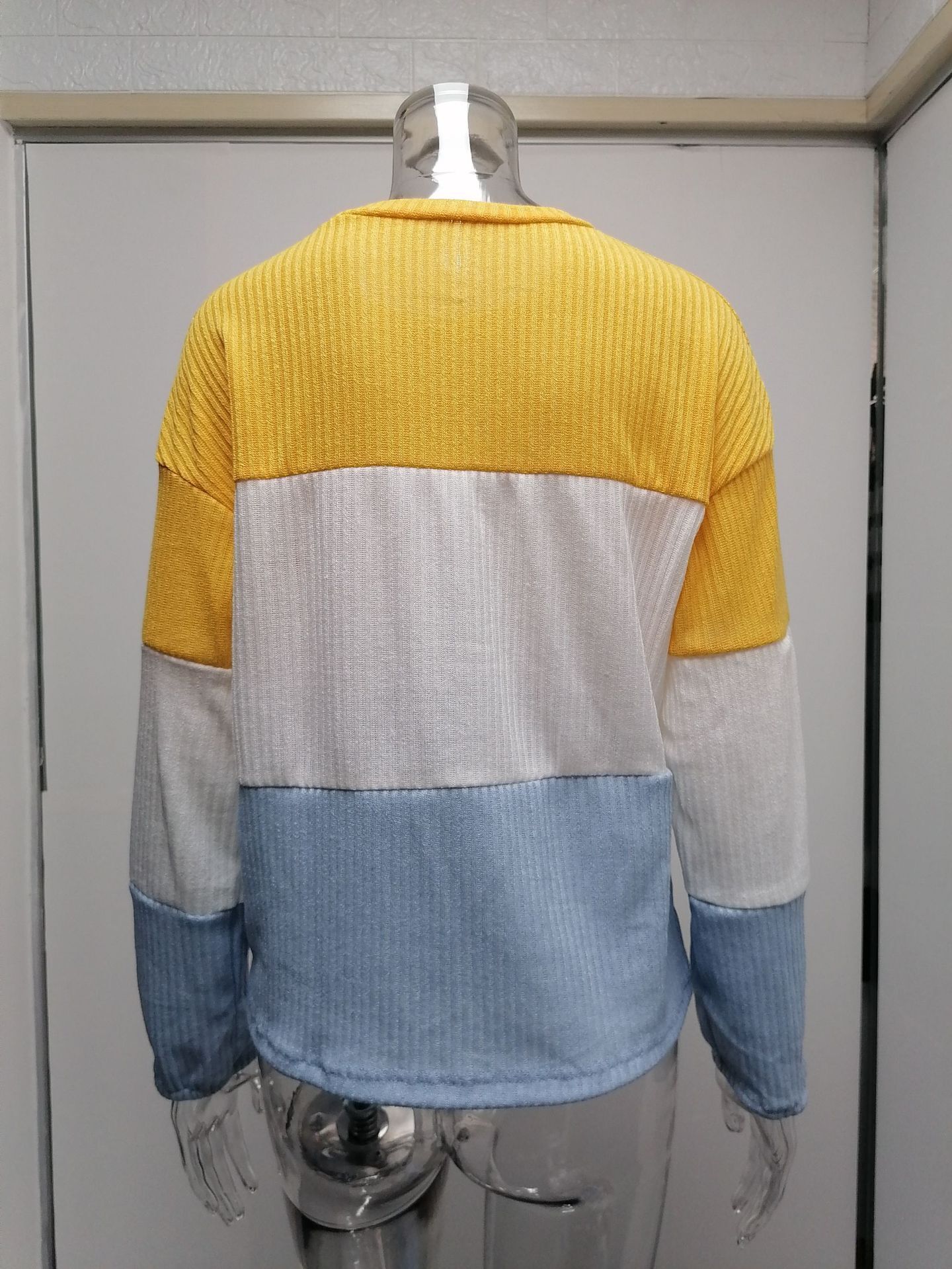 2021 Contrast T-shirt Lantern Sleeve Sweater C03579