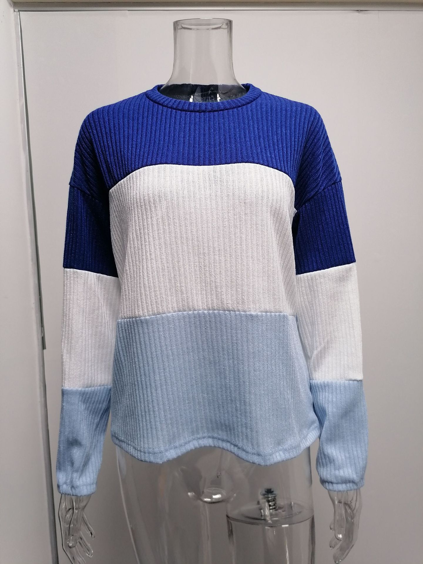 2021 Contrast T-shirt Lantern Sleeve Sweater C03579