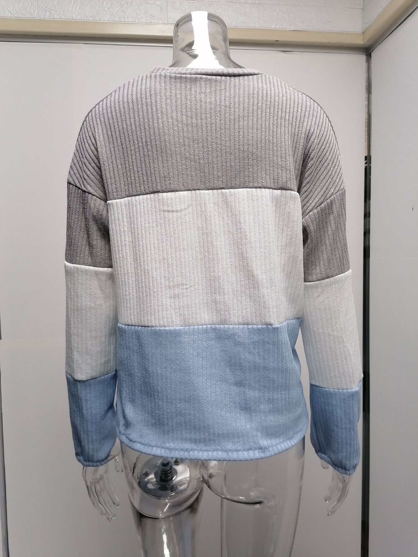2021 Contrast T-shirt Lantern Sleeve Sweater C03579