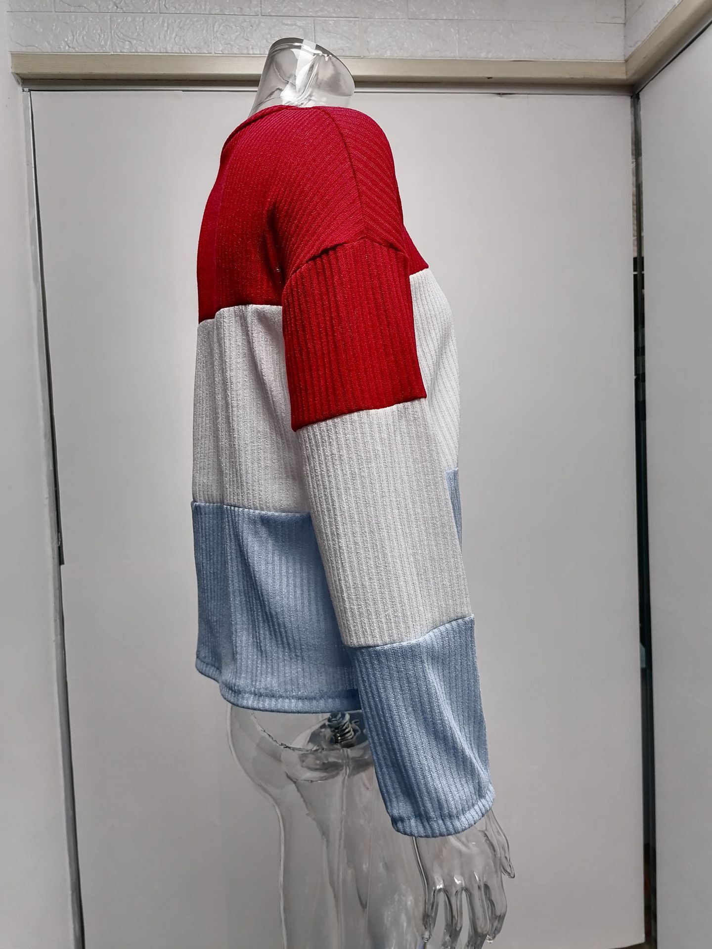 2021 Contrast T-shirt Lantern Sleeve Sweater C03579