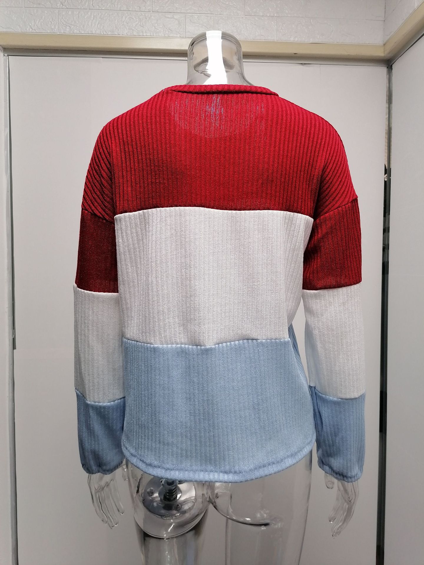 2021 Contrast T-shirt Lantern Sleeve Sweater C03579
