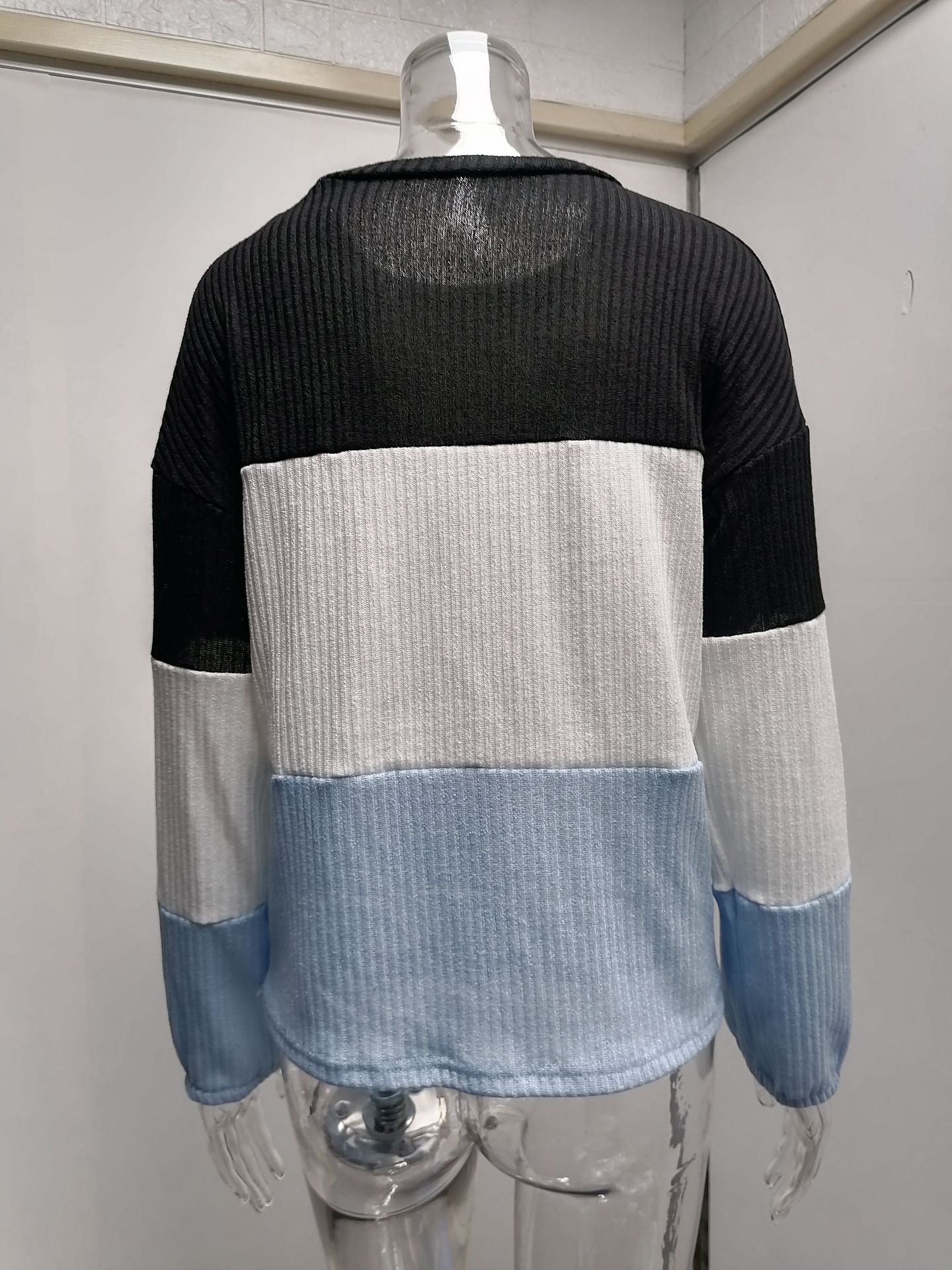 2021 Contrast T-shirt Lantern Sleeve Sweater C03579
